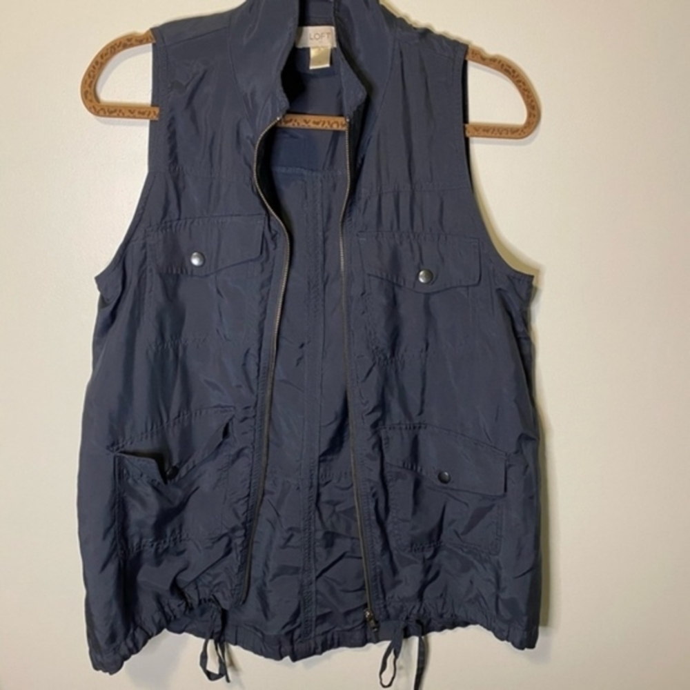 Ann Taylor LOFT Navy Blue Sleeveless Utility Vest - Picture 1 of 2